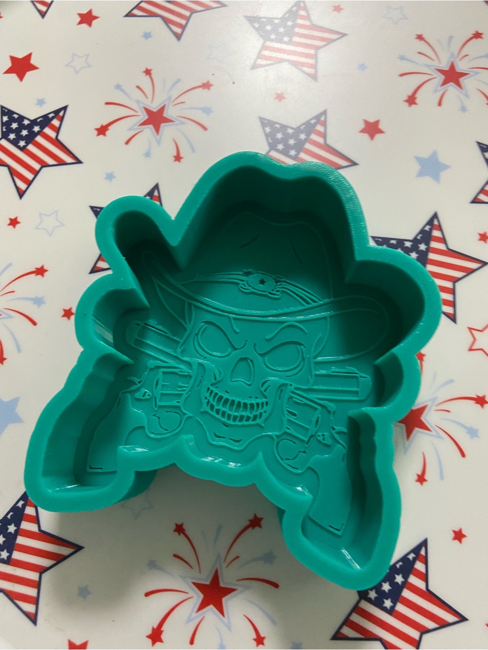 Skull Cowboy Silicone Mold in Teal